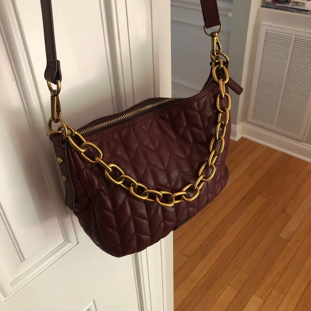 New: Fossil Jolie Quilted Leather and Chained Crossbody Bag - Picture 13 of 15